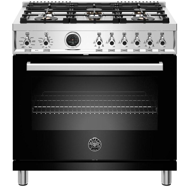 Bertazzoni-Black-Dual Fuel PROF366DFSNET